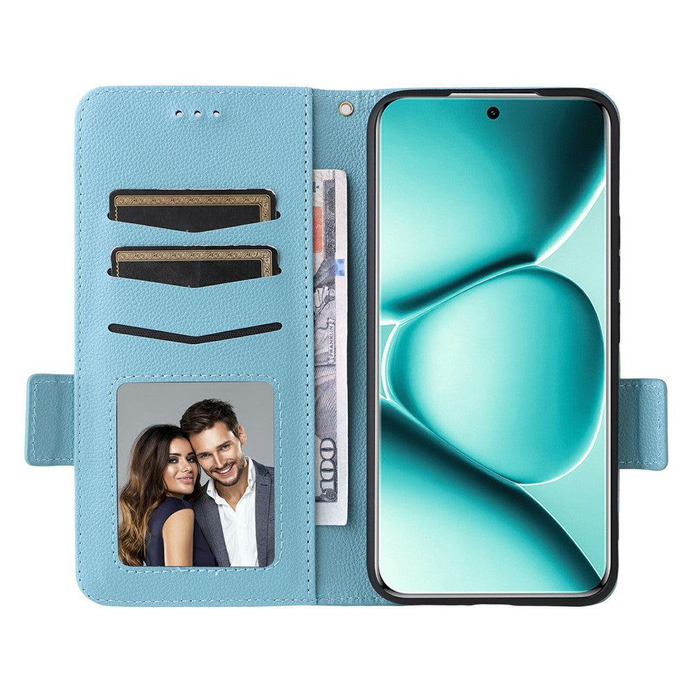 For Xiaomi Redmi Note 15 Pro 4G (Global) Case Litchi Texture Wallet Leather Phone Cover with Wrist Strap - Baby Blue