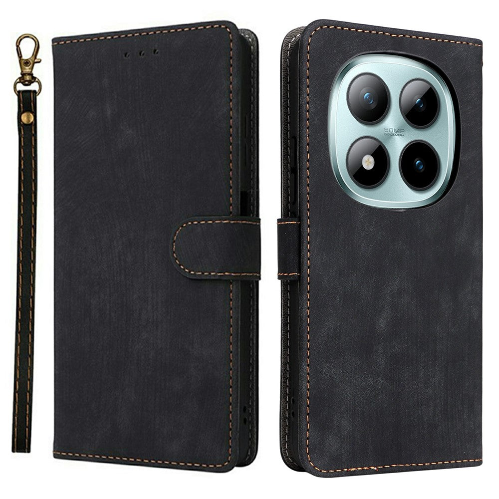 For Xiaomi Redmi Note 15 Pro 4G (Global) Case Wallet RFID Blocking PU Leather Phone Cover Stand with Strap - Black