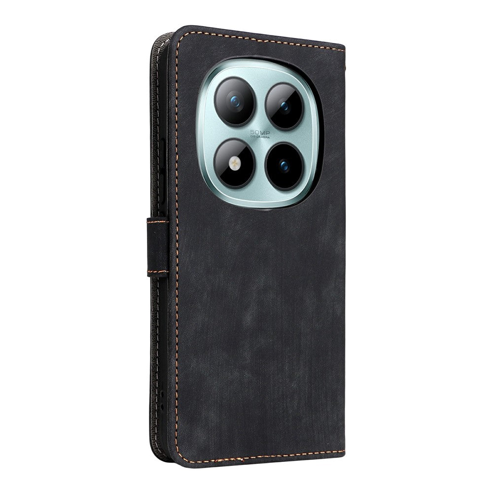 For Xiaomi Redmi Note 15 Pro 4G (Global) Case Wallet RFID Blocking PU Leather Phone Cover Stand with Strap - Black