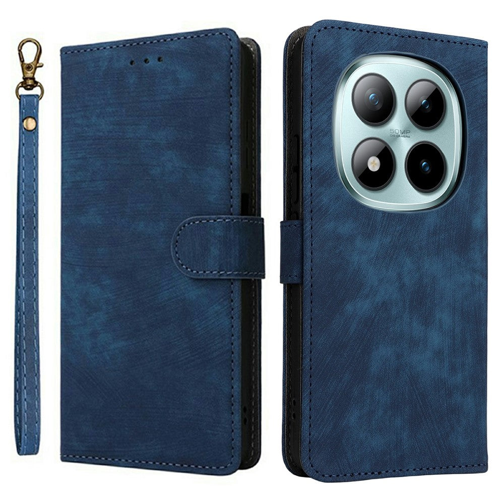 For Xiaomi Redmi Note 15 Pro 4G (Global) Case Wallet RFID Blocking PU Leather Phone Cover Stand with Strap - Blue