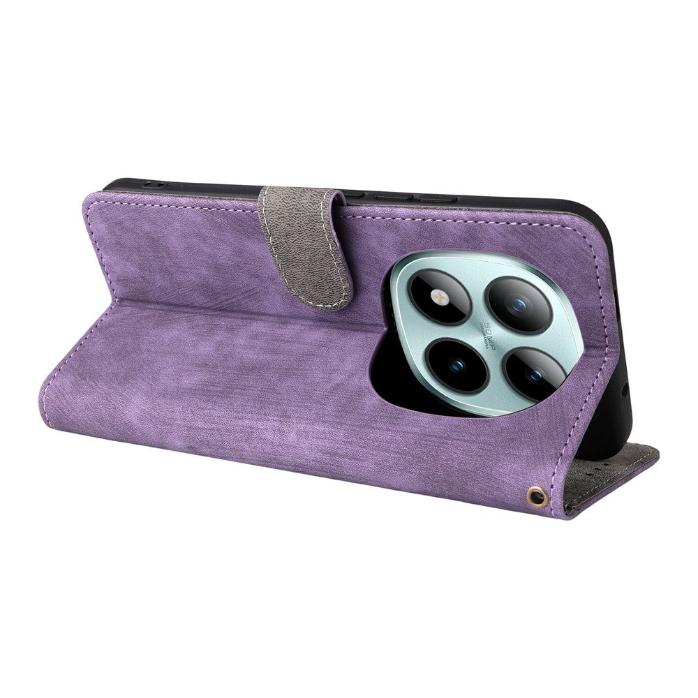 For Xiaomi Redmi Note 15 Pro 4G (Global) Case Wallet RFID Blocking PU Leather Phone Cover Stand with Strap - Purple