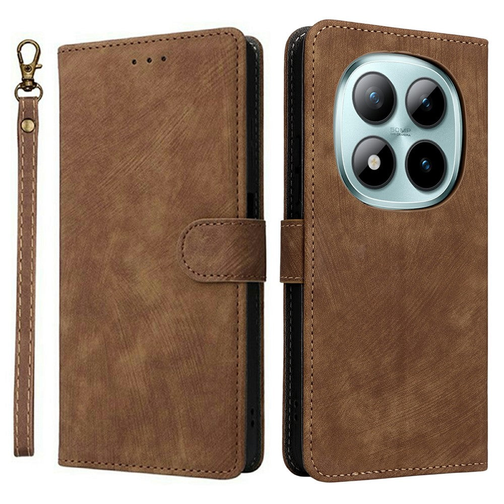 For Xiaomi Redmi Note 15 Pro 4G (Global) Case Wallet RFID Blocking PU Leather Phone Cover Stand with Strap - Brown