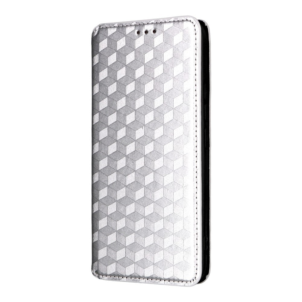For Xiaomi Redmi Note 15 Pro 4G (Global) Case Wallet Rhombus Imprinted PU Leather Phone Cover - Silver
