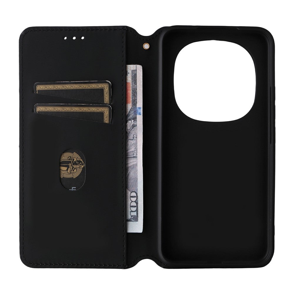 For Xiaomi Redmi Note 15 Pro 4G (Global) Case Wallet Rhombus Imprinted PU Leather Phone Cover - Black