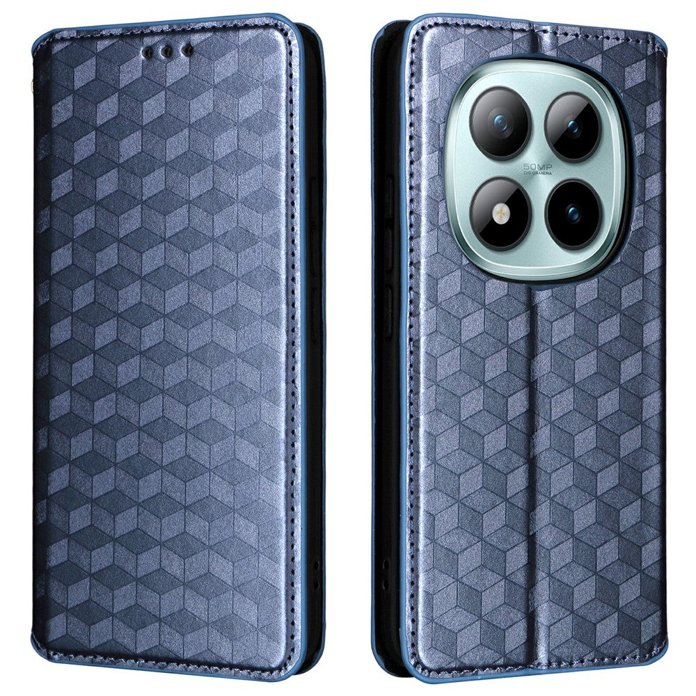 For Xiaomi Redmi Note 15 Pro 4G (Global) Case Wallet Rhombus Imprinted PU Leather Phone Cover - Blue
