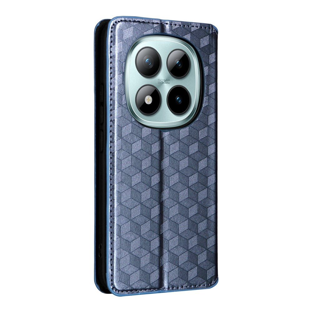 For Xiaomi Redmi Note 15 Pro 4G (Global) Case Wallet Rhombus Imprinted PU Leather Phone Cover - Blue