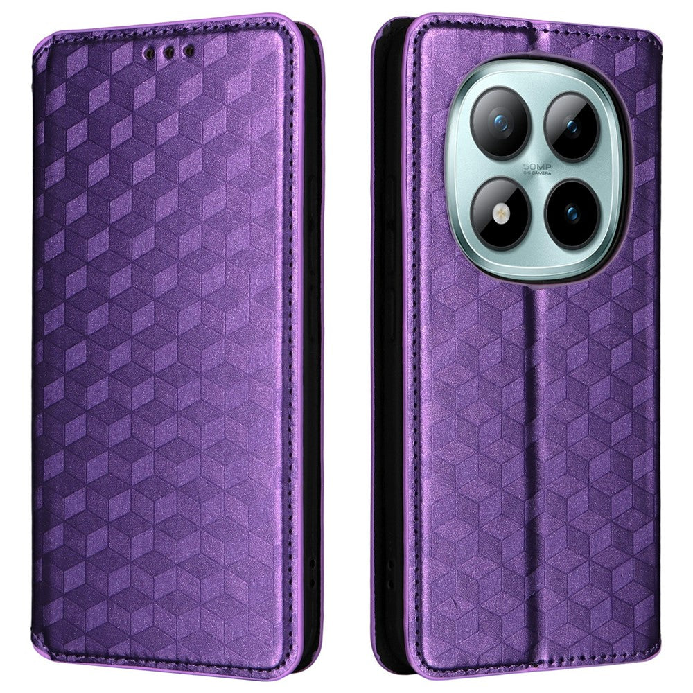For Xiaomi Redmi Note 15 Pro 4G (Global) Case Wallet Rhombus Imprinted PU Leather Phone Cover - Purple