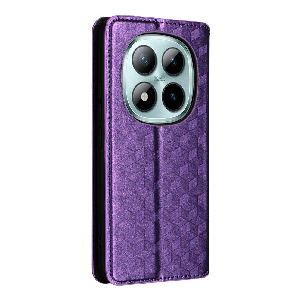 For Xiaomi Redmi Note 15 Pro 4G (Global) Case Wallet Rhombus Imprinted PU Leather Phone Cover - Purple