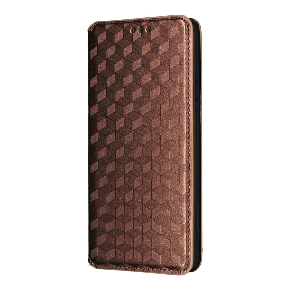 For Xiaomi Redmi Note 15 Pro 4G (Global) Case Wallet Rhombus Imprinted PU Leather Phone Cover - Brown