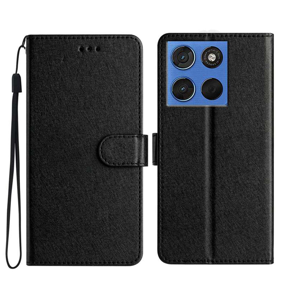 For Motorola Edge 70 5G Wallet Case Leather Folio Phone Cover Magnetic Clasp - Black