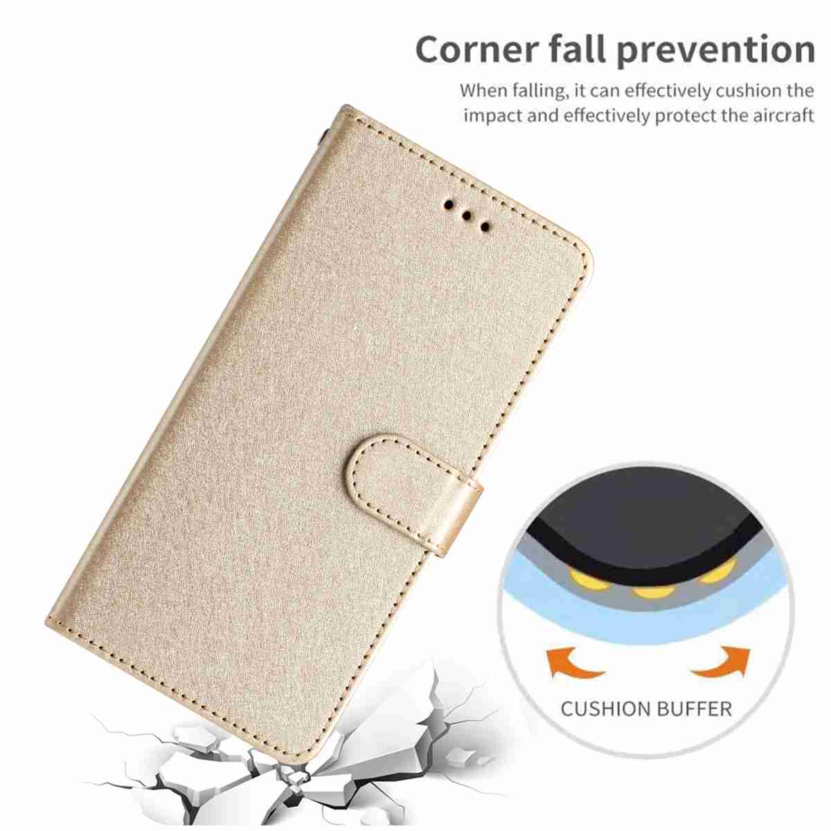 For Motorola Edge 70 5G Wallet Case Leather Folio Phone Cover Magnetic Clasp - Gold