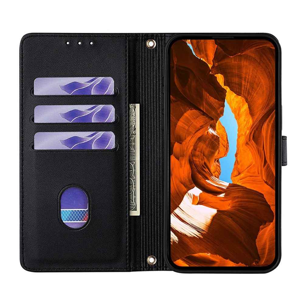 For Xiaomi 17 Pro Case Metal I-Buckle PU Leather Wallet Phone Cover - Black