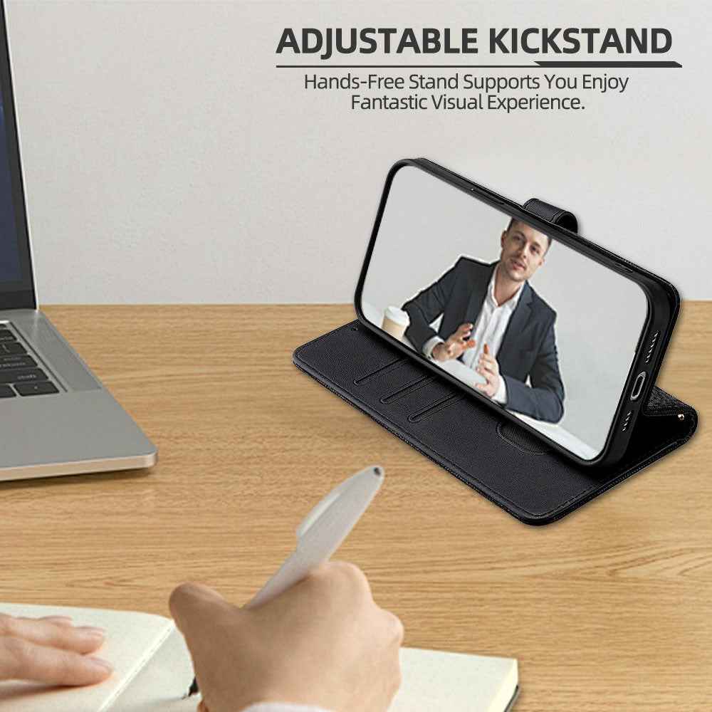 For Xiaomi 17 Pro Case Metal I-Buckle PU Leather Wallet Phone Cover - Black