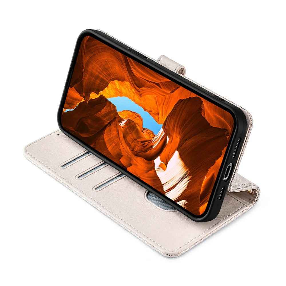 For Xiaomi 17 Pro Case Metal I-Buckle PU Leather Wallet Phone Cover - White