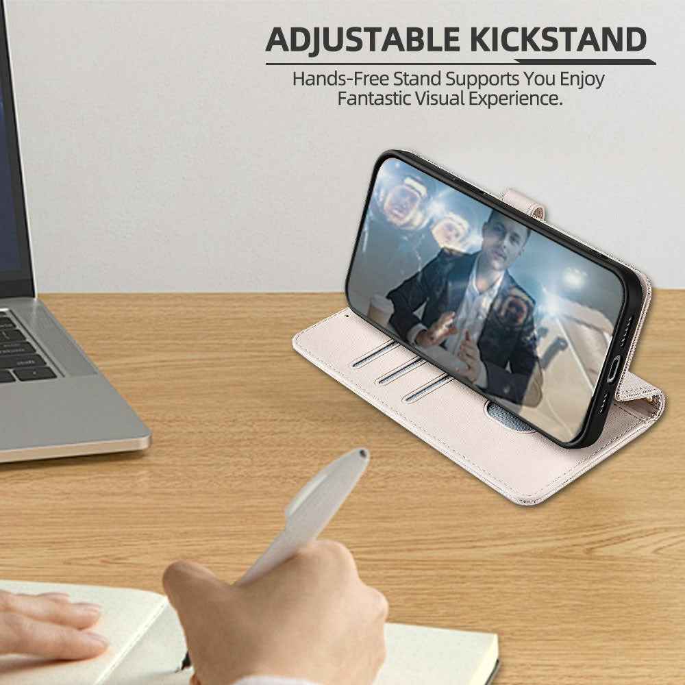 For Xiaomi 17 Pro Case Metal I-Buckle PU Leather Wallet Phone Cover - White
