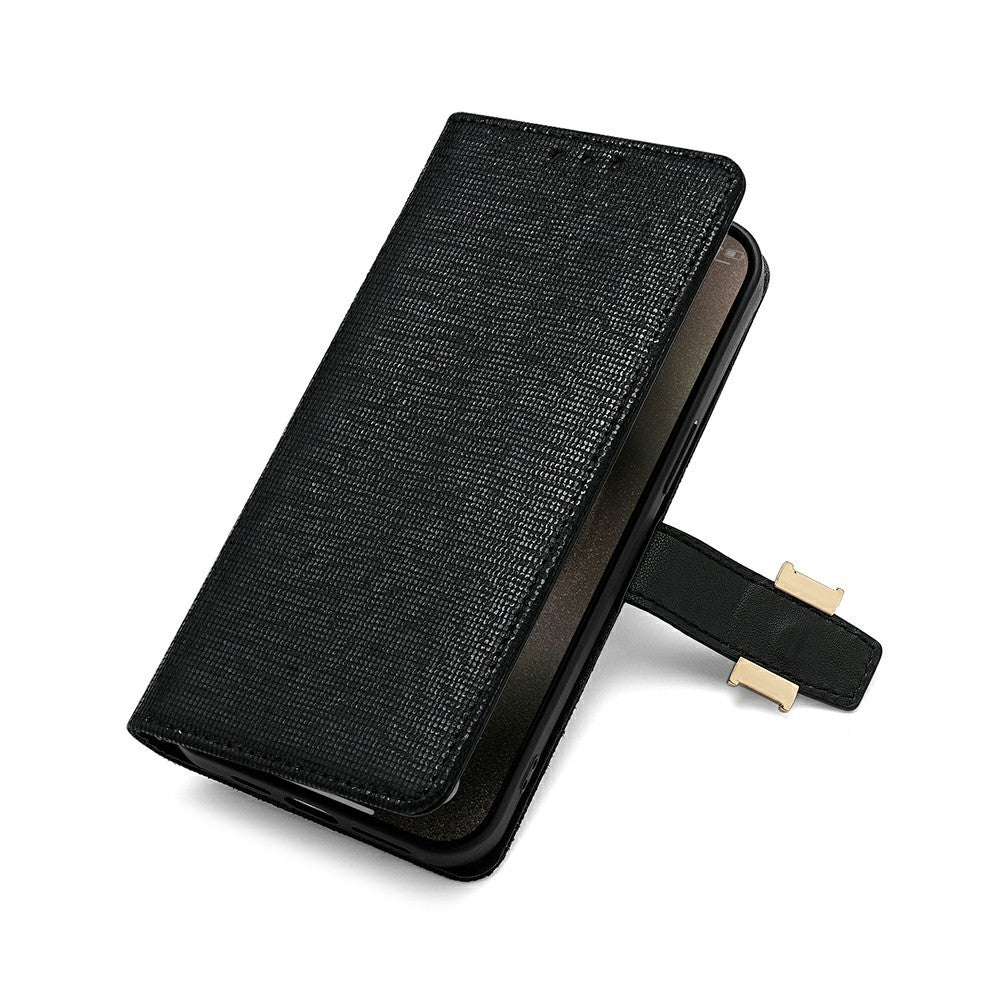 For Xiaomi 17 Pro Max Case Metal I-Buckle PU Leather Wallet Phone Cover - Black