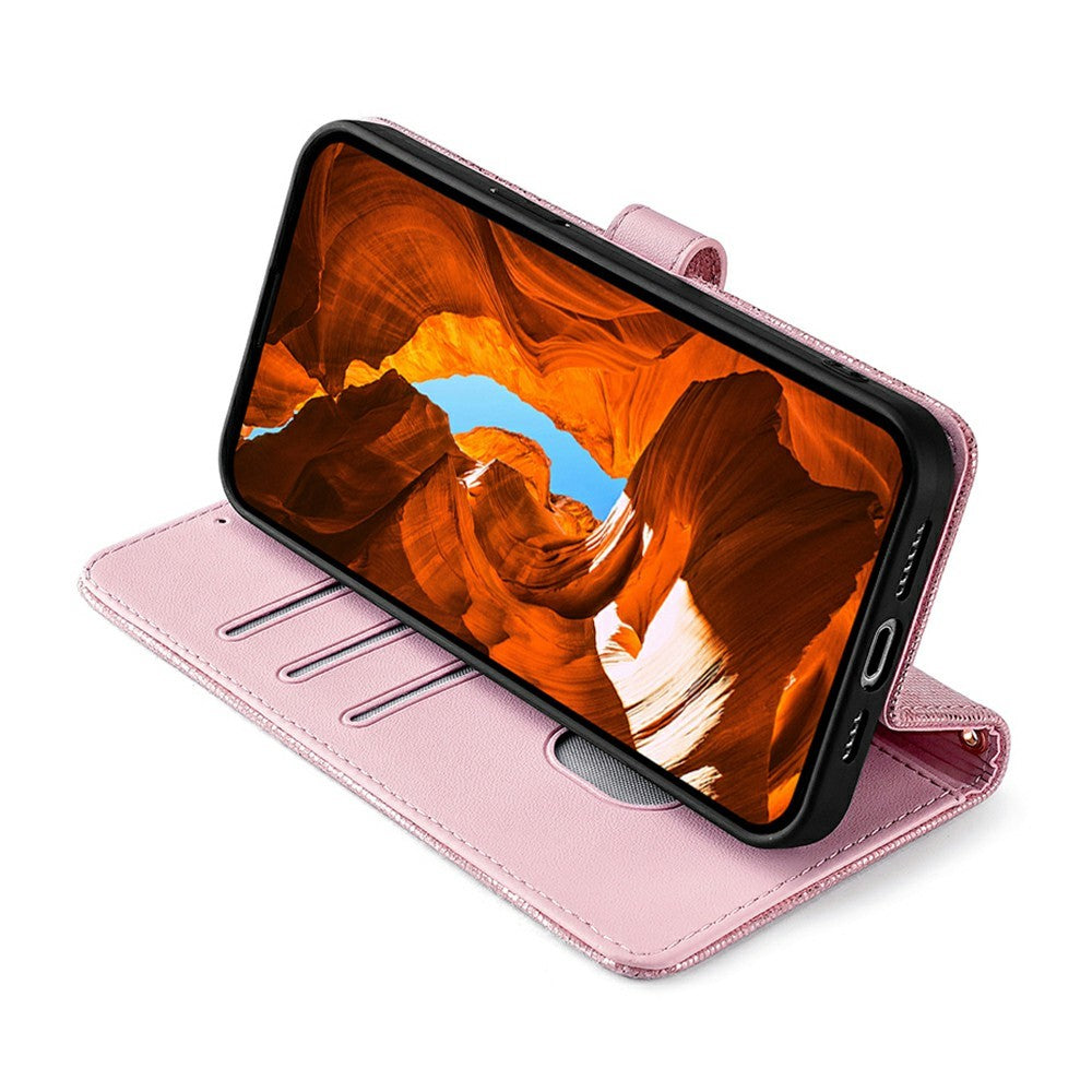 For Xiaomi 17 Pro Max Case Metal I-Buckle PU Leather Wallet Phone Cover - Rose Gold