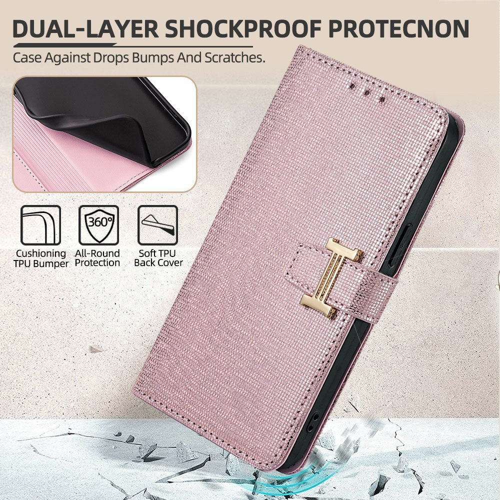 For Xiaomi 17 Pro Max Case Metal I-Buckle PU Leather Wallet Phone Cover - Rose Gold