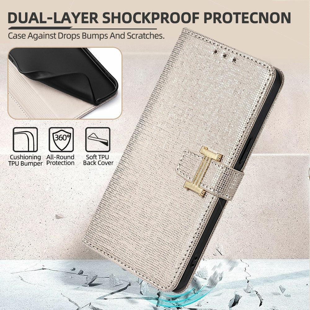 For Xiaomi 17 Pro Max Case Metal I-Buckle PU Leather Wallet Phone Cover - White