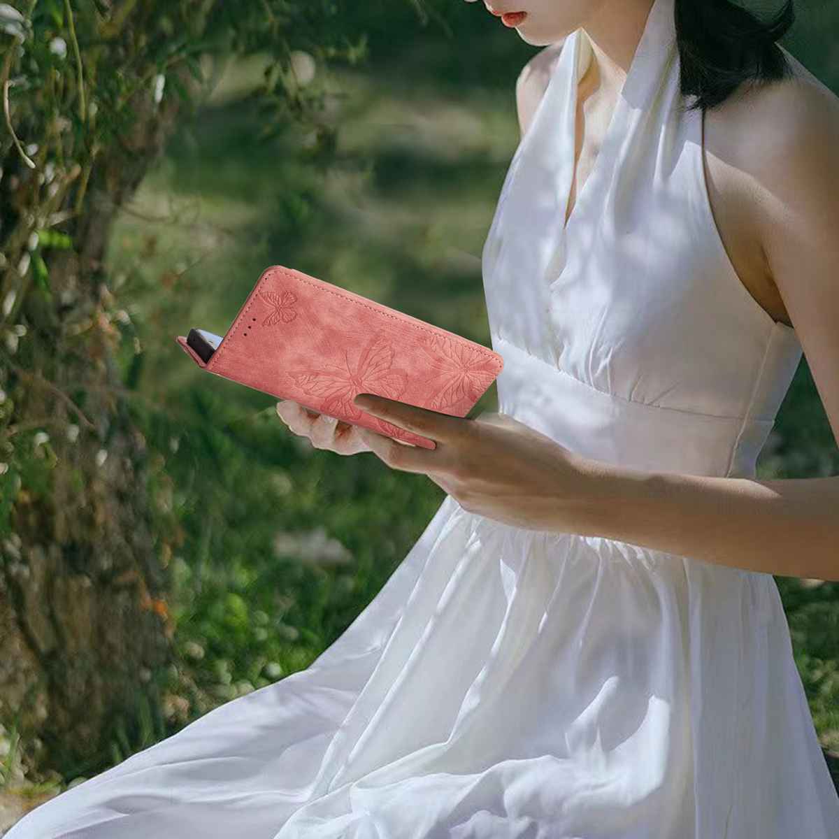 For Motorola Edge 70 5G Case Butterfly Design Flip Wallet Leather Phone Cover Skin-Touch - Pink
