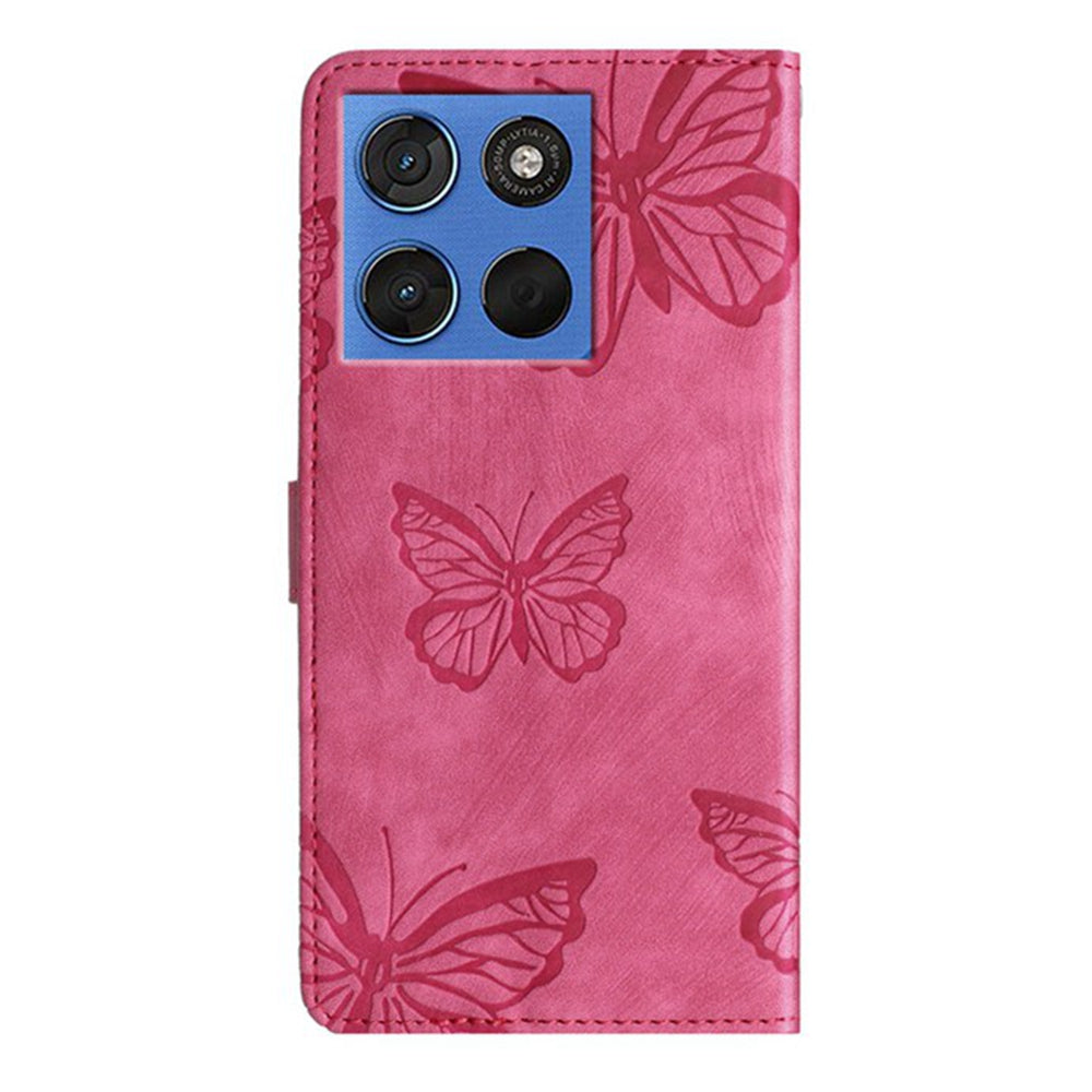 For Motorola Edge 70 5G Case Butterfly Design Flip Wallet Leather Phone Cover Skin-Touch - Rose