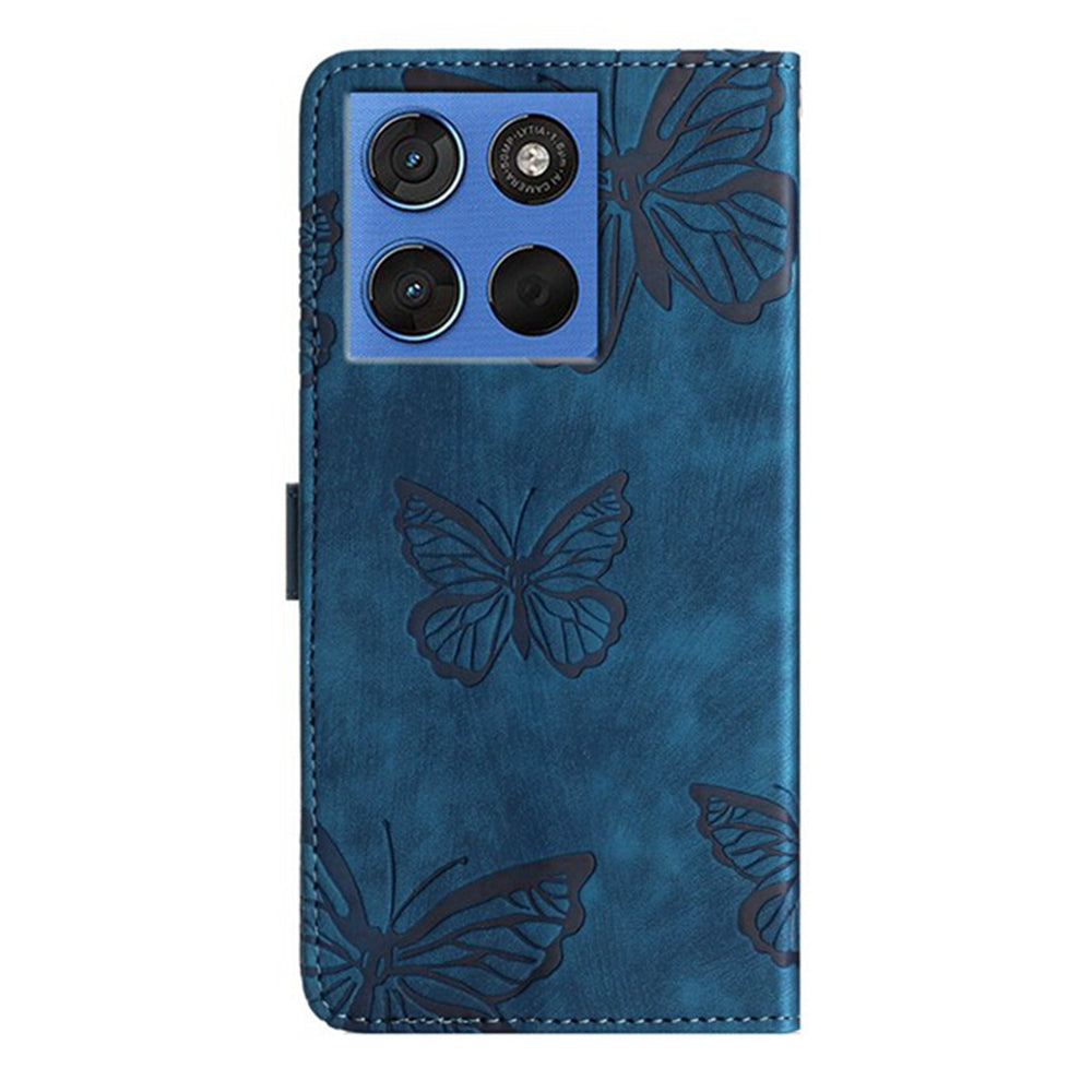 For Motorola Edge 70 5G Case Butterfly Design Flip Wallet Leather Phone Cover Skin-Touch - Blue