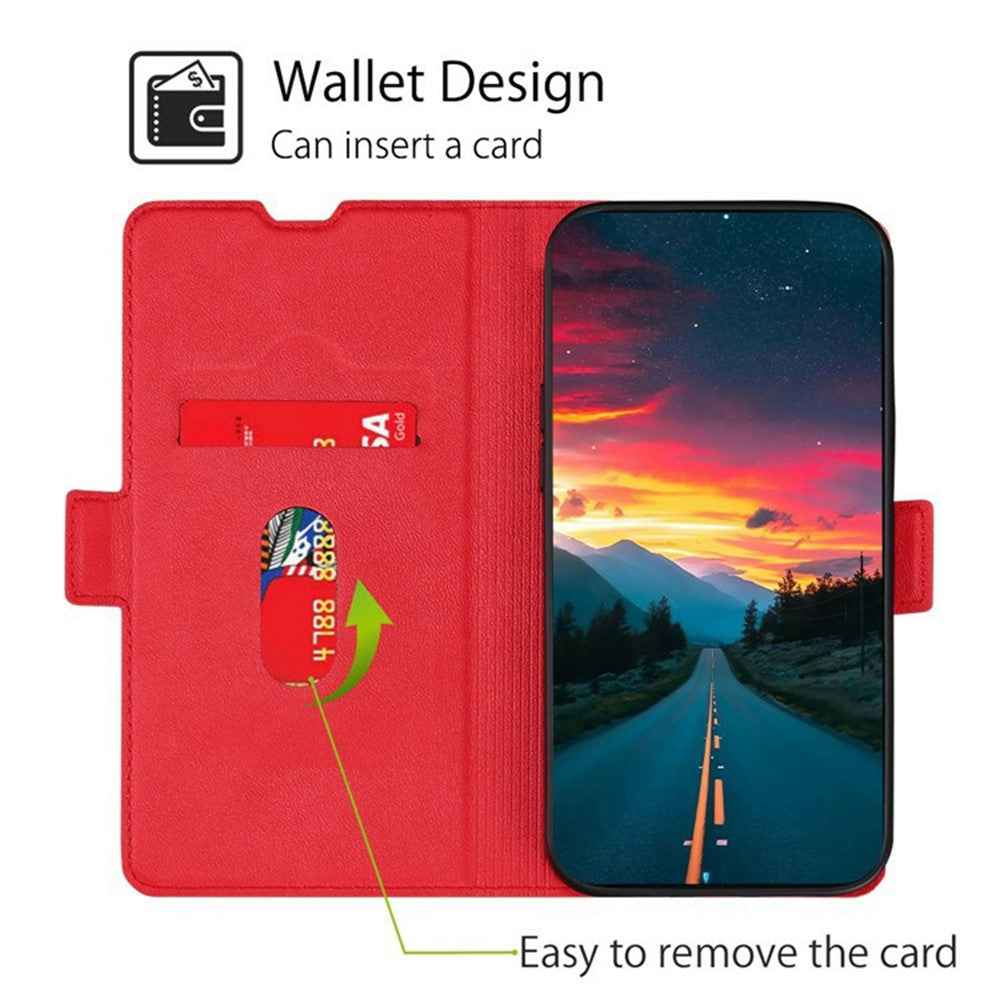 For Xiaomi 17 Pro Case Card Holder PU Leather Phone Cover - Red