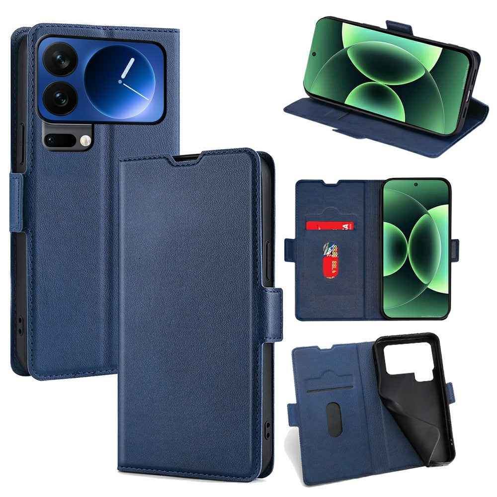 For Xiaomi 17 Pro Case Card Holder PU Leather Phone Cover - Blue