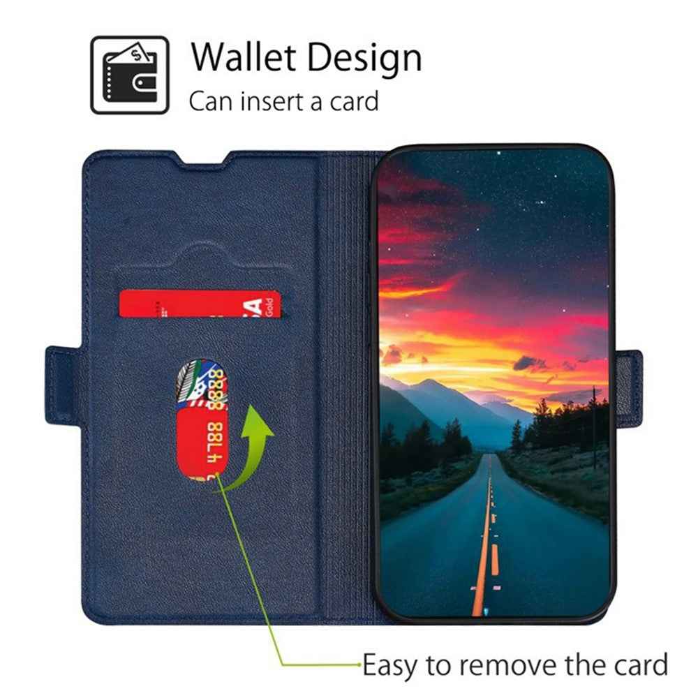 For Xiaomi 17 Pro Case Card Holder PU Leather Phone Cover - Blue
