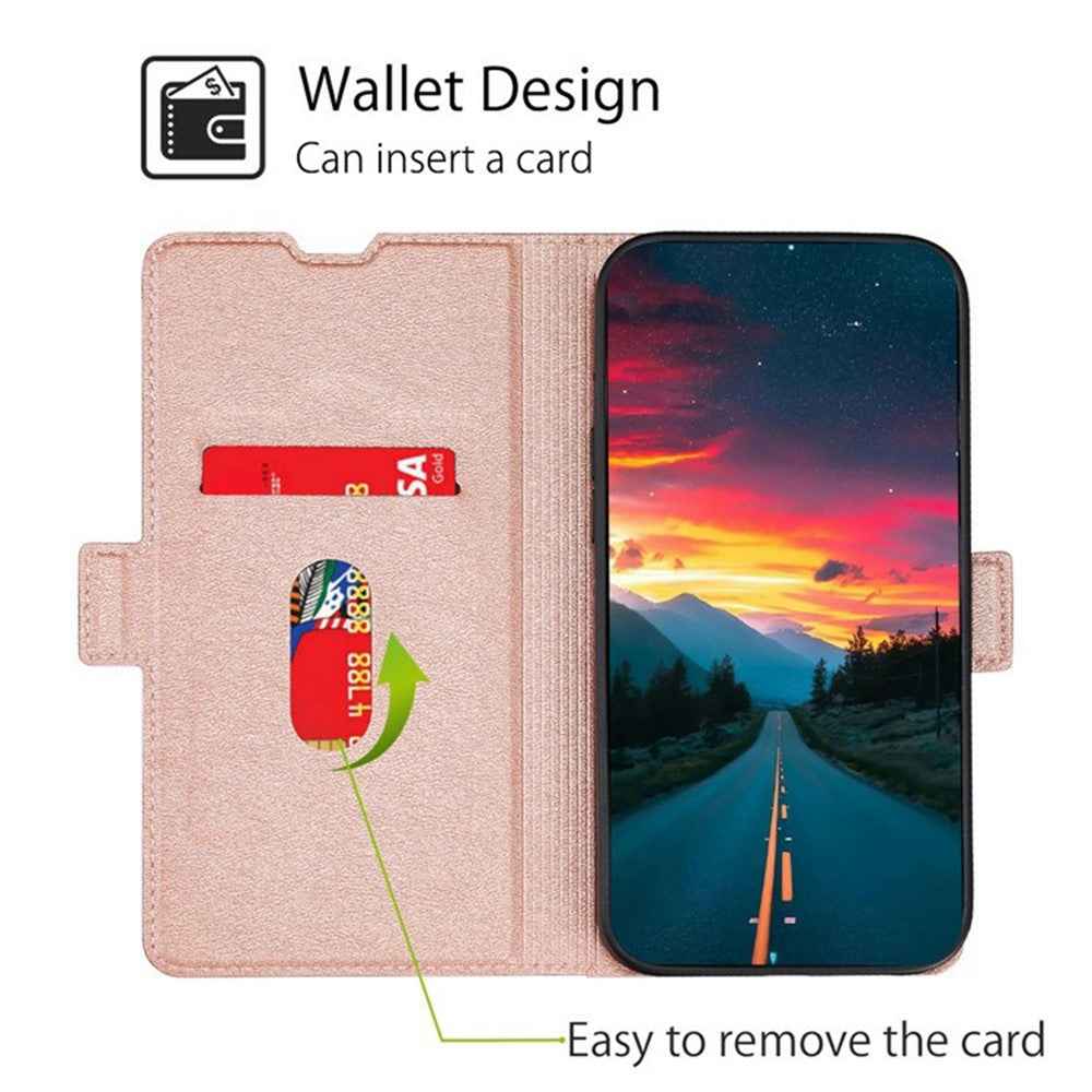 For Xiaomi 17 Pro Case Card Holder PU Leather Phone Cover - Rose Gold
