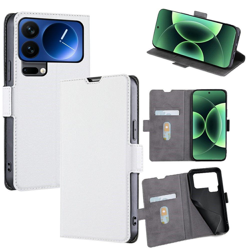 For Xiaomi 17 Pro Max Case Card Holder PU Leather Phone Cover - White