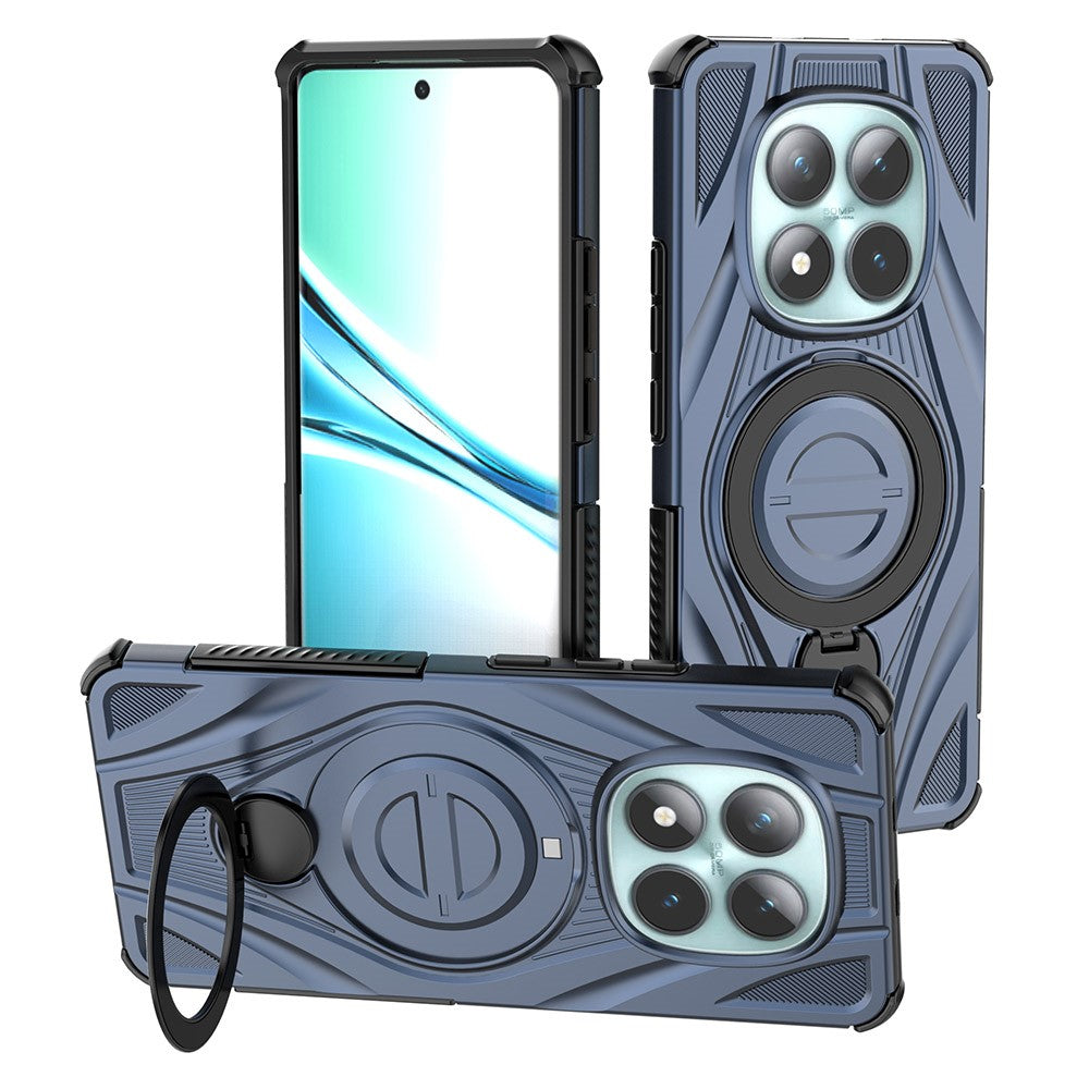 For Xiaomi Poco M8 5G / Redmi Note 15 5G (Global) Magnetic Case Rotating Kickstand TPU PC Shockproof Phone Back Cover - Dark Blue