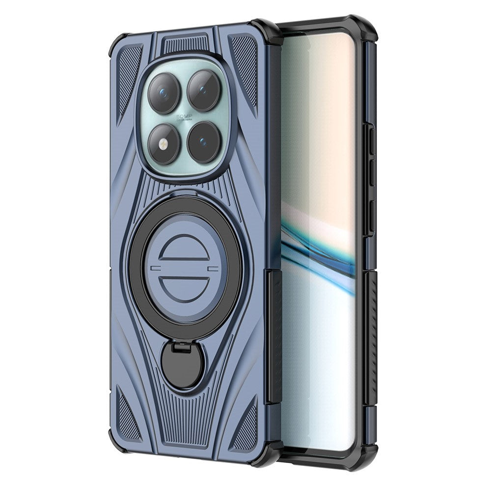 For Xiaomi Poco M8 5G / Redmi Note 15 5G (Global) Magnetic Case Rotating Kickstand TPU PC Shockproof Phone Back Cover - Dark Blue