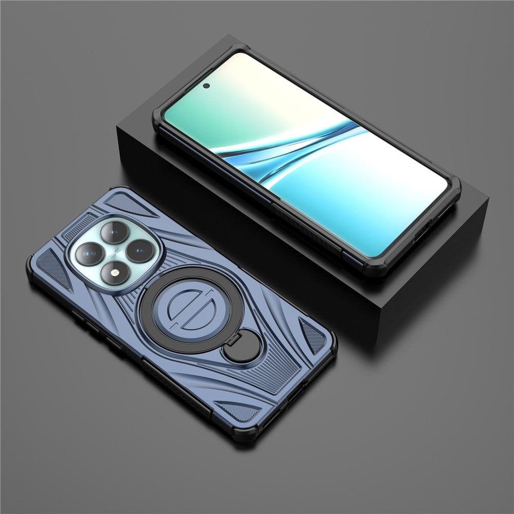 For Xiaomi Poco M8 5G / Redmi Note 15 5G (Global) Magnetic Case Rotating Kickstand TPU PC Shockproof Phone Back Cover - Dark Blue