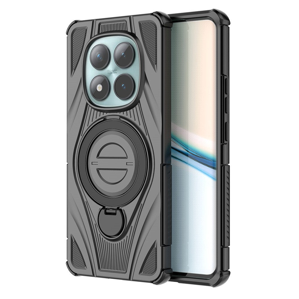 For Xiaomi Poco M8 5G / Redmi Note 15 5G (Global) Magnetic Case Rotating Kickstand TPU PC Shockproof Phone Back Cover - Black