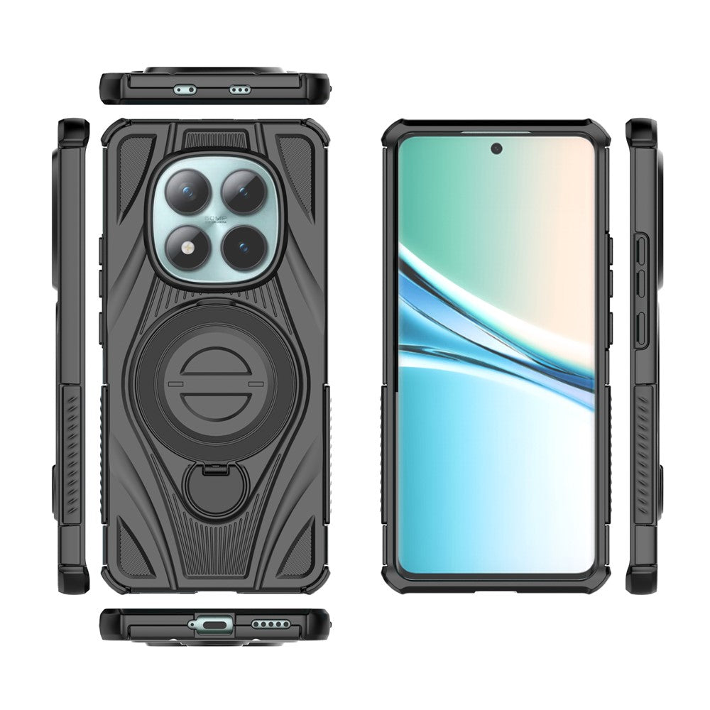 For Xiaomi Poco M8 5G / Redmi Note 15 5G (Global) Magnetic Case Rotating Kickstand TPU PC Shockproof Phone Back Cover - Black