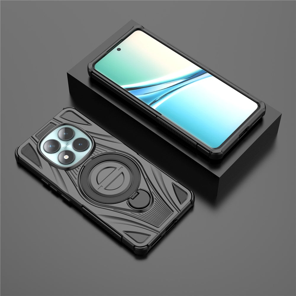 For Xiaomi Poco M8 5G / Redmi Note 15 5G (Global) Magnetic Case Rotating Kickstand TPU PC Shockproof Phone Back Cover - Black