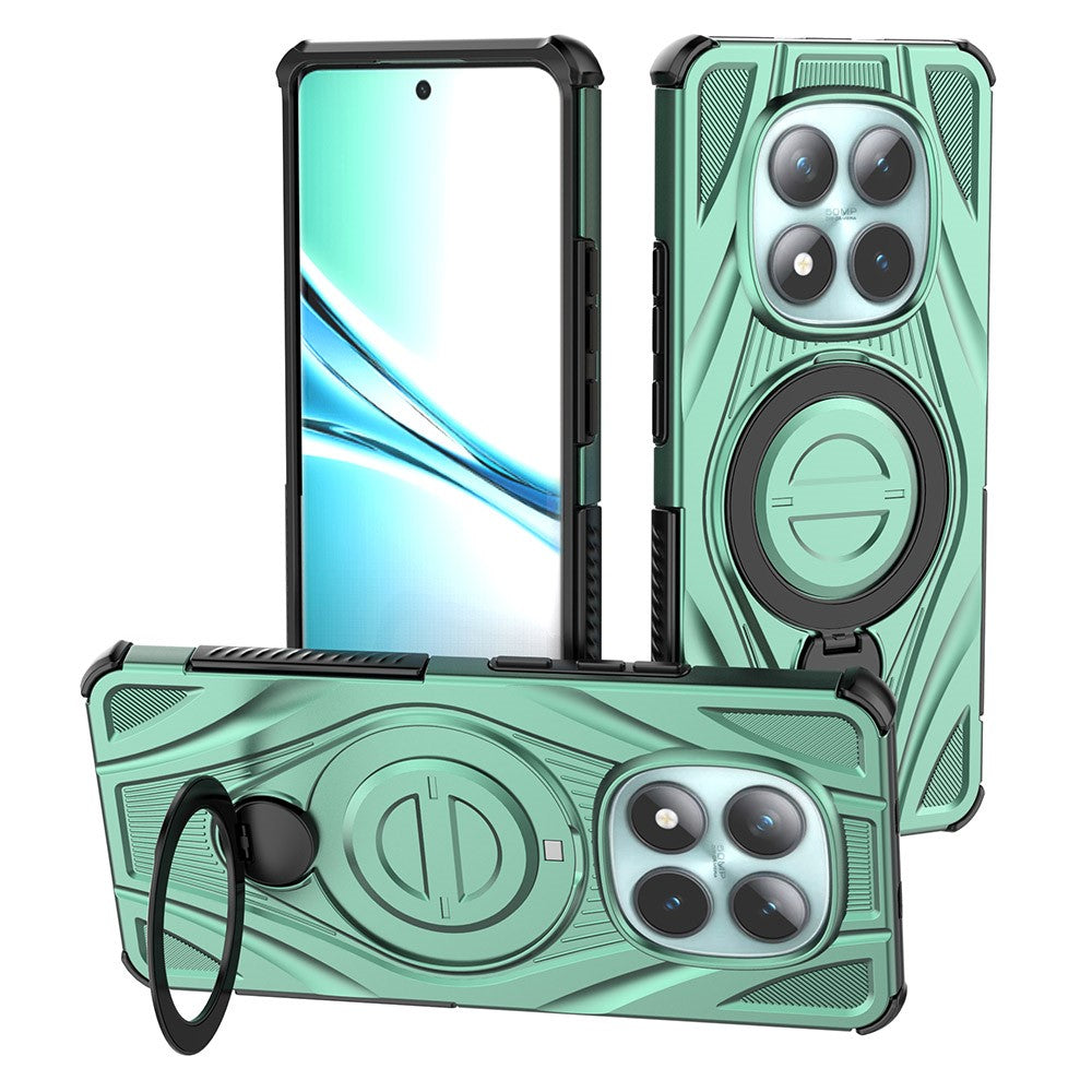 For Xiaomi Poco M8 5G / Redmi Note 15 5G (Global) Magnetic Case Rotating Kickstand TPU PC Shockproof Phone Back Cover - Green