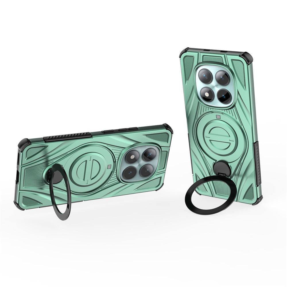 For Xiaomi Poco M8 5G / Redmi Note 15 5G (Global) Magnetic Case Rotating Kickstand TPU PC Shockproof Phone Back Cover - Green