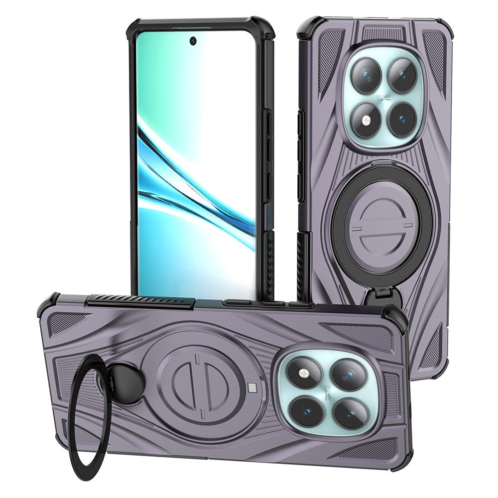 For Xiaomi Poco M8 5G / Redmi Note 15 5G (Global) Magnetic Case Rotating Kickstand TPU PC Shockproof Phone Back Cover - Purple