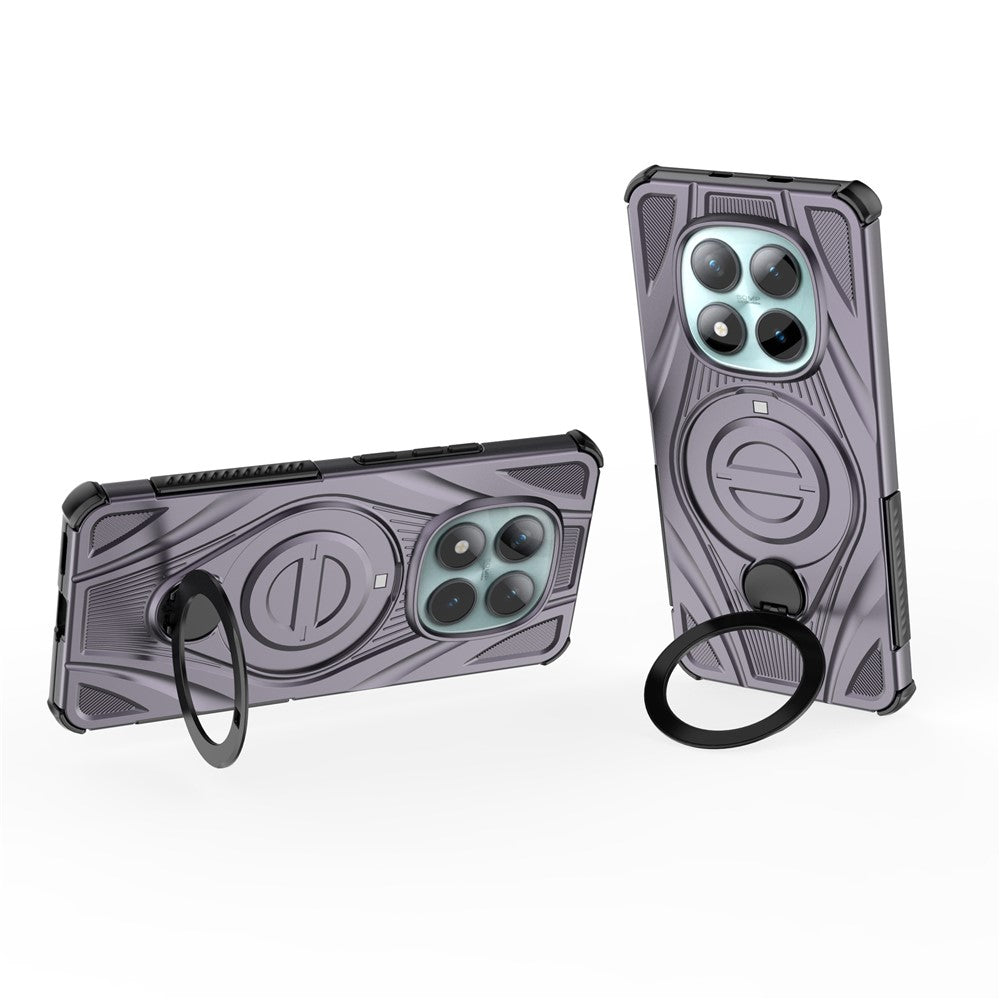 For Xiaomi Poco M8 5G / Redmi Note 15 5G (Global) Magnetic Case Rotating Kickstand TPU PC Shockproof Phone Back Cover - Purple