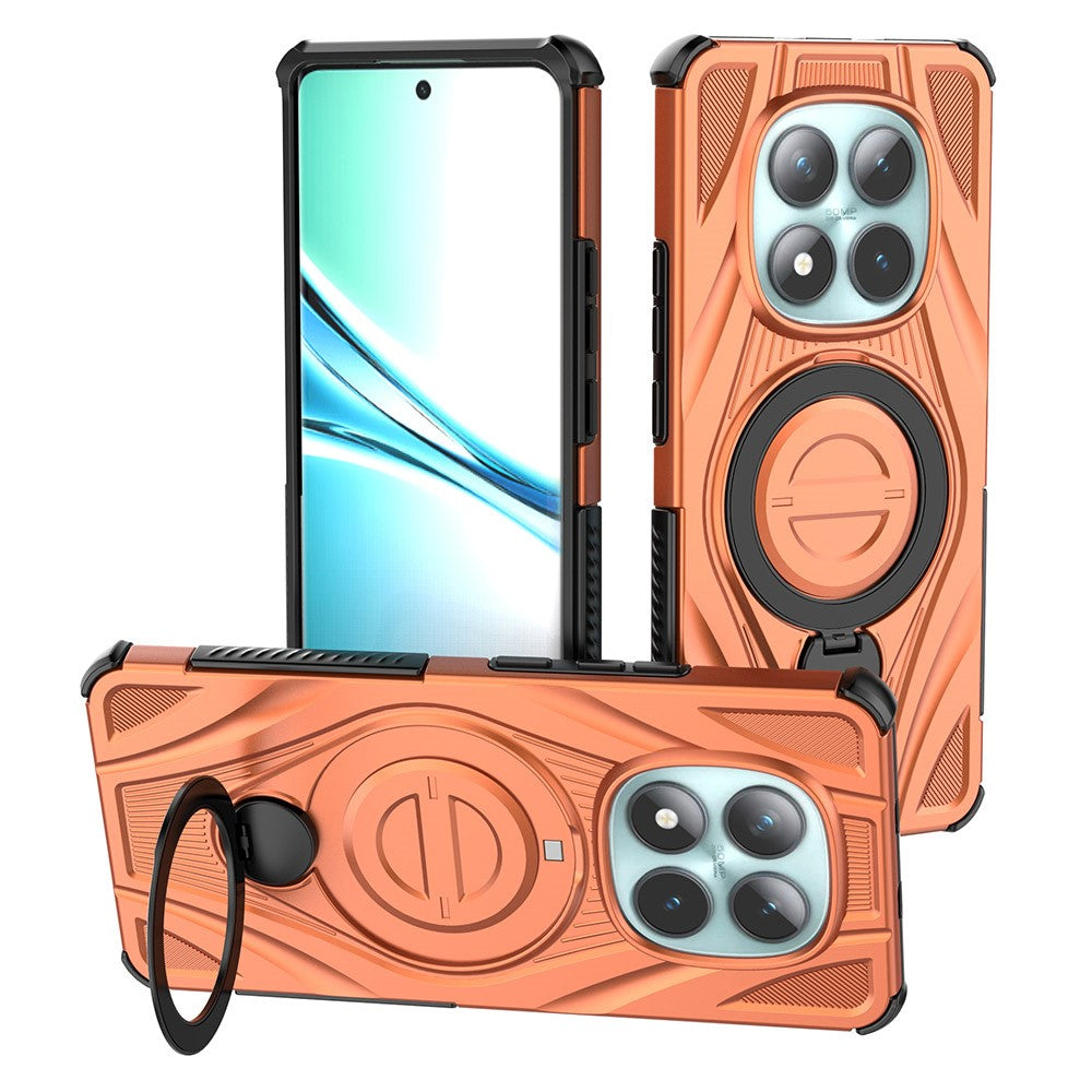For Xiaomi Poco M8 5G / Redmi Note 15 5G (Global) Magnetic Case Rotating Kickstand TPU PC Shockproof Phone Back Cover - Orange