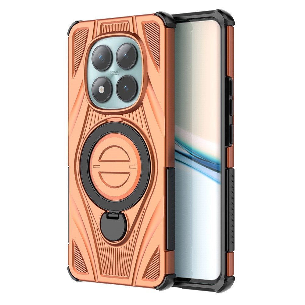 For Xiaomi Poco M8 5G / Redmi Note 15 5G (Global) Magnetic Case Rotating Kickstand TPU PC Shockproof Phone Back Cover - Orange