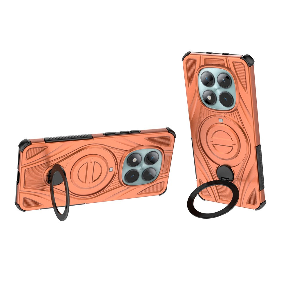 For Xiaomi Poco M8 5G / Redmi Note 15 5G (Global) Magnetic Case Rotating Kickstand TPU PC Shockproof Phone Back Cover - Orange