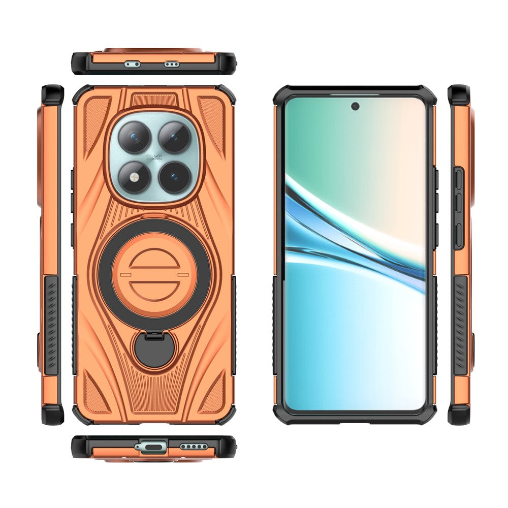 For Xiaomi Poco M8 5G / Redmi Note 15 5G (Global) Magnetic Case Rotating Kickstand TPU PC Shockproof Phone Back Cover - Orange