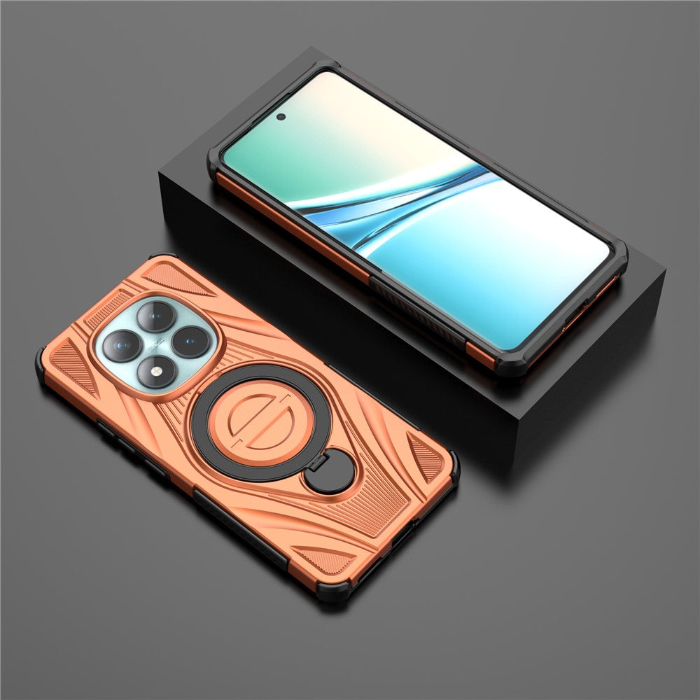 For Xiaomi Poco M8 5G / Redmi Note 15 5G (Global) Magnetic Case Rotating Kickstand TPU PC Shockproof Phone Back Cover - Orange