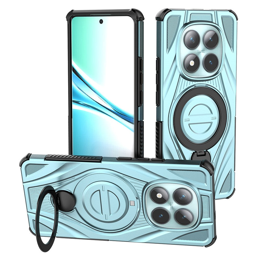 For Xiaomi Poco M8 5G / Redmi Note 15 5G (Global) Magnetic Case Rotating Kickstand TPU PC Shockproof Phone Back Cover - Baby Blue