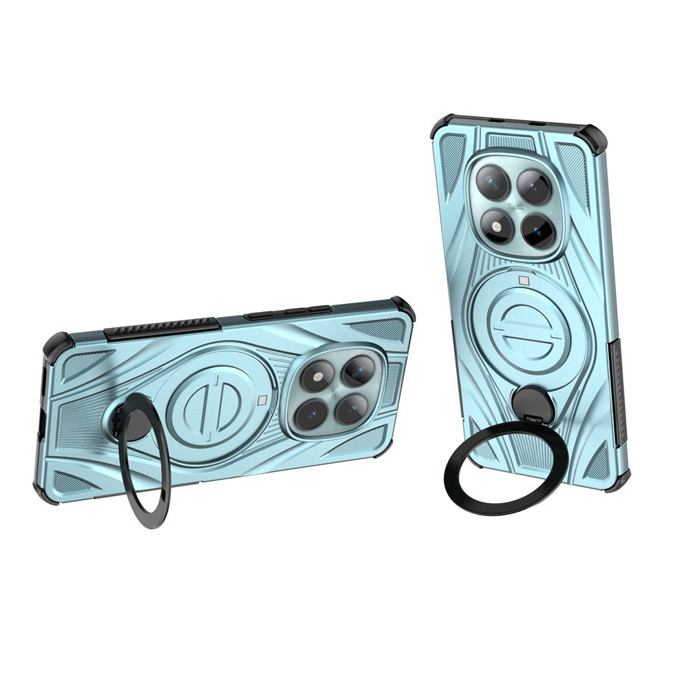 For Xiaomi Poco M8 5G / Redmi Note 15 5G (Global) Magnetic Case Rotating Kickstand TPU PC Shockproof Phone Back Cover - Baby Blue