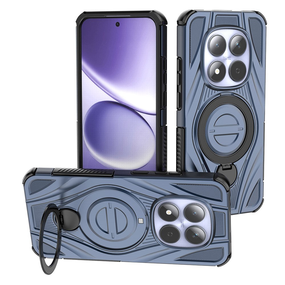 For Xiaomi Redmi Note 15 Pro 5G Magnetic Case Rotating Kickstand TPU PC Shockproof Phone Back Cover - Dark Blue