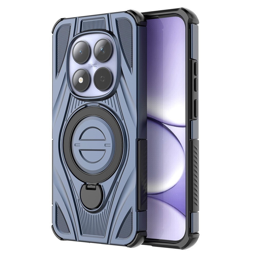 For Xiaomi Redmi Note 15 Pro 5G Magnetic Case Rotating Kickstand TPU PC Shockproof Phone Back Cover - Dark Blue